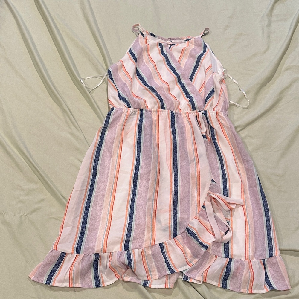 Striped Pink & Navy Halter Dress